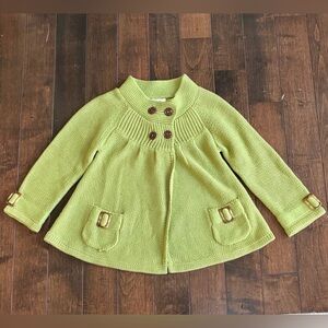 Matilda Jane Secret Fields Flutterby Sweater Chartreuse Girls 4 Buttons NWOT